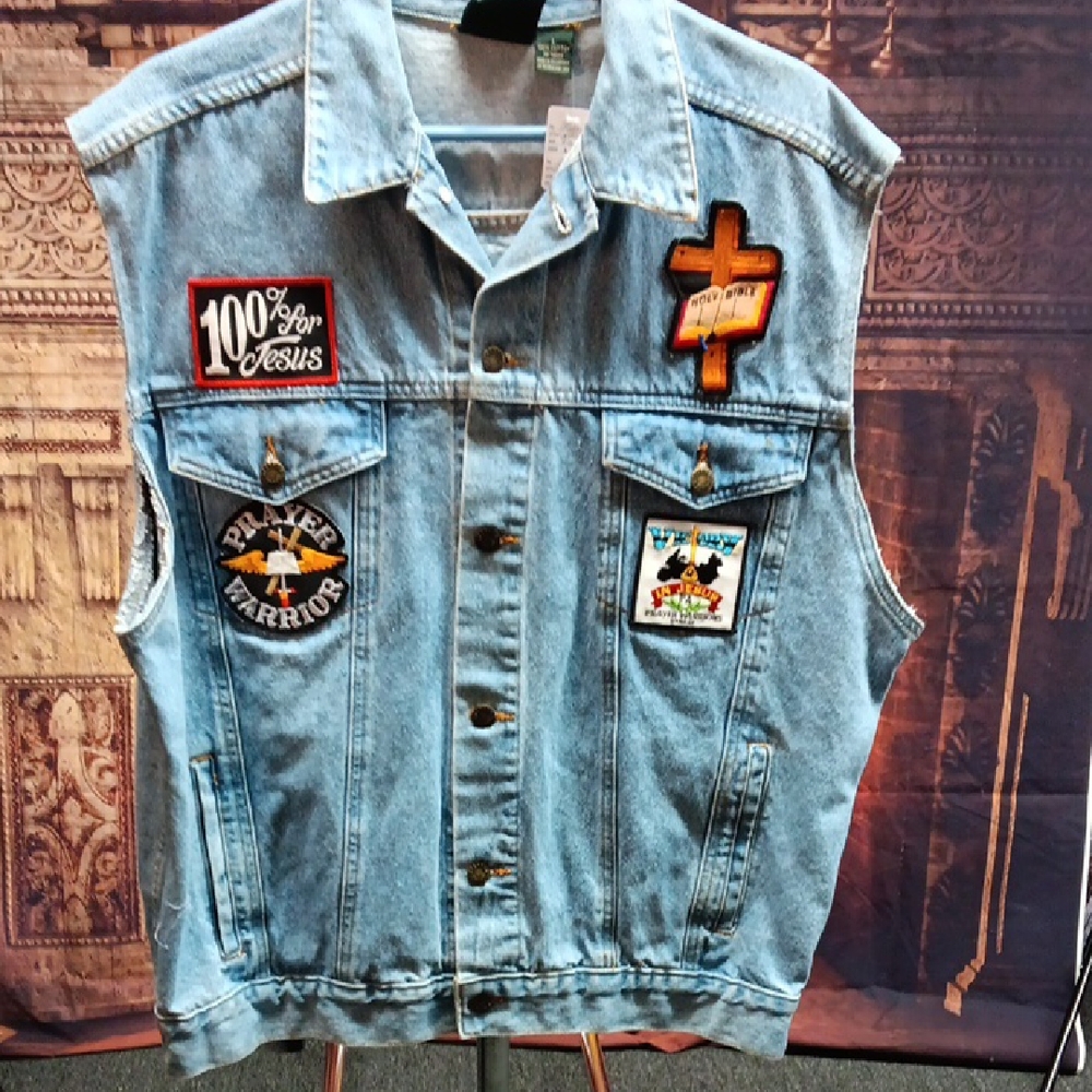 Light Blue Denim Vest with Patches